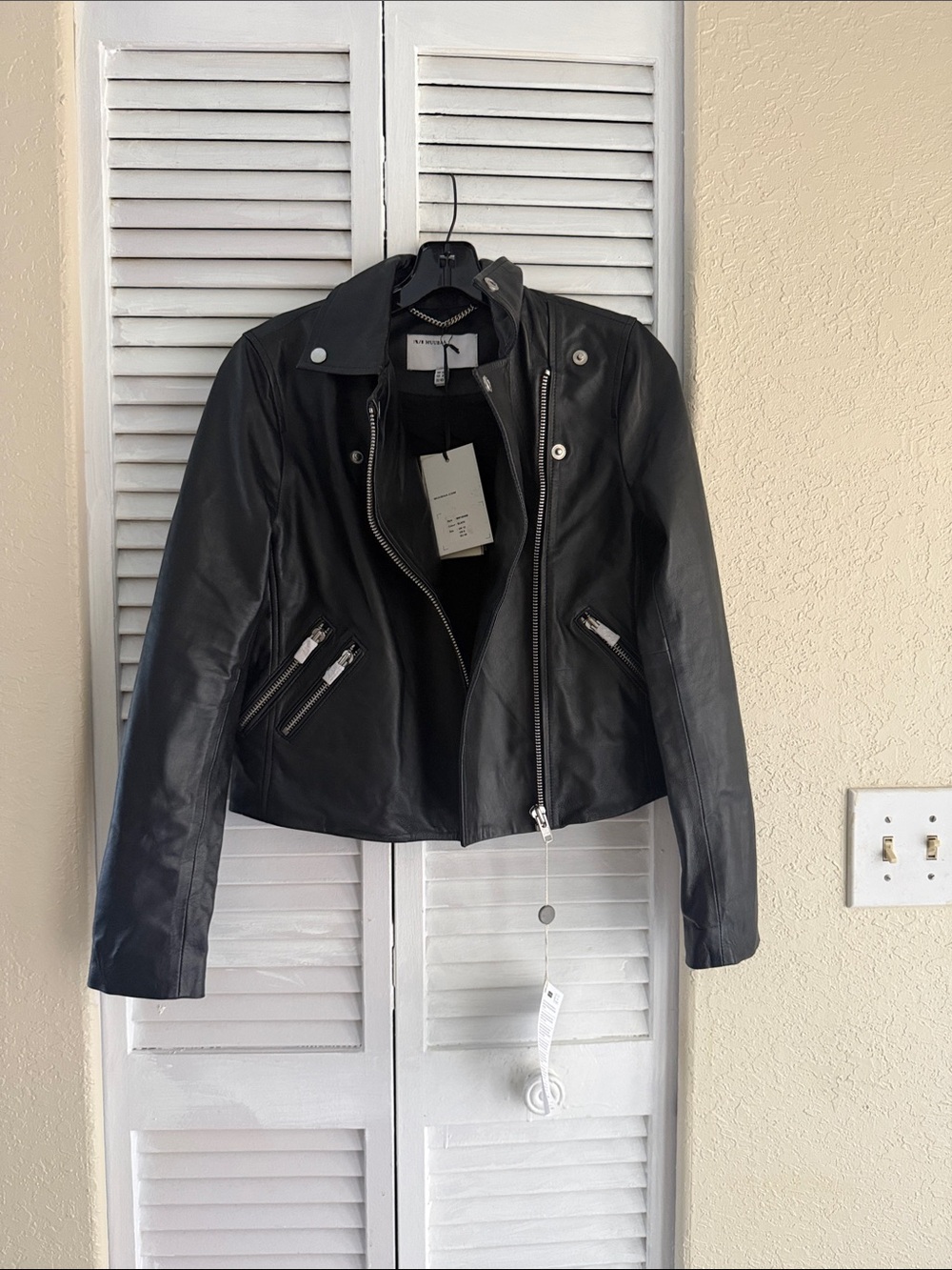 Muubaa Black Genuine Leather 
jacket size 8 NWT